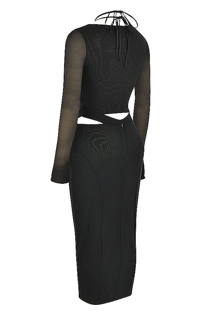 black cutout midi dress