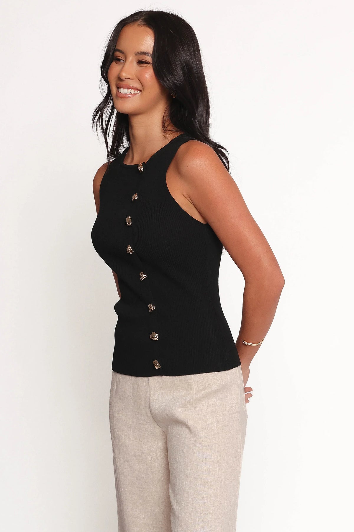 Lysa Knit Vest Top - Black