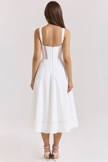 white cotton midi sundress