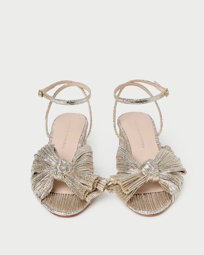 Dahlia Champagne Pleated Bow Heel