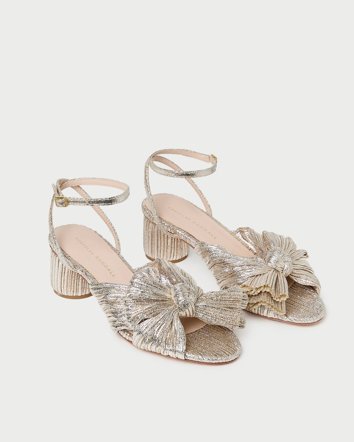Dahlia Champagne Pleated Bow Heel