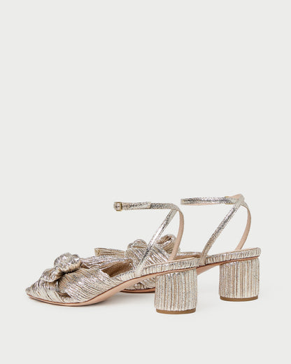 Dahlia Champagne Pleated Bow Heel