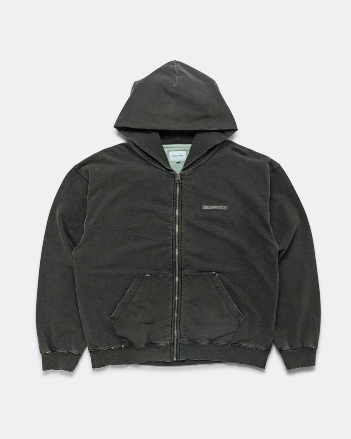 Damaged Zip Up Hoodie - Faded Black