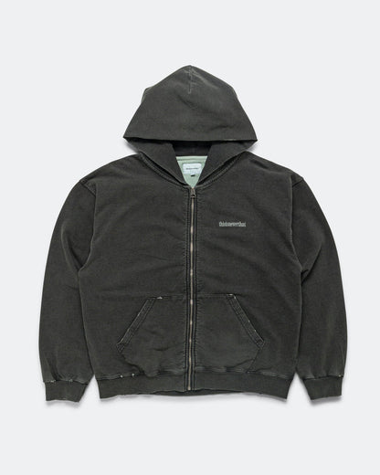 Damaged Zip Up Hoodie - Faded Black