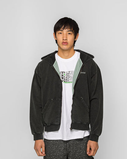 Damaged Zip Up Hoodie - Faded Black
