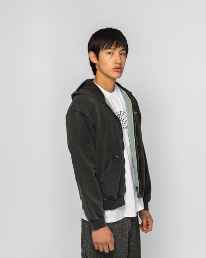 Damaged Zip Up Hoodie - Faded Black