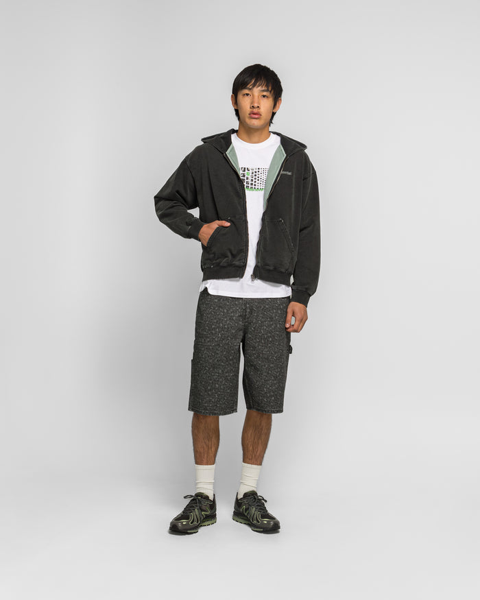 Damaged Zip Up Hoodie - Faded Black