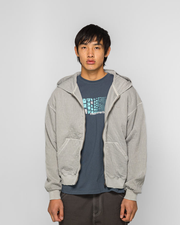 Damaged Zip Up Hoodie - Khaki Grey