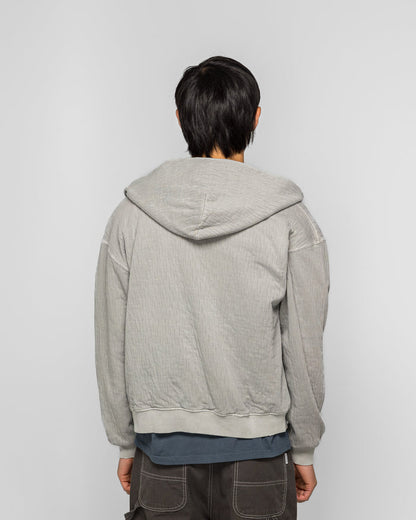 Damaged Zip Up Hoodie - Khaki Grey