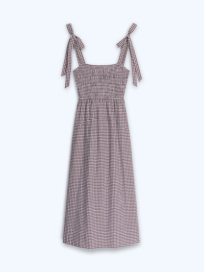 Dixie Dress in Chocolate and Cream Gingham