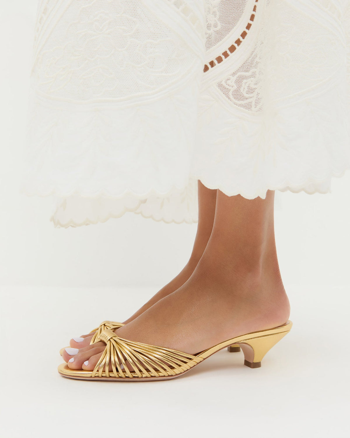 Dixie Gold Leather Kitten Heel