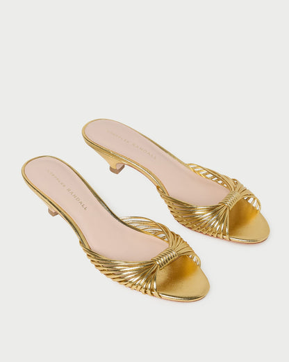 Dixie Gold Leather Kitten Heel
