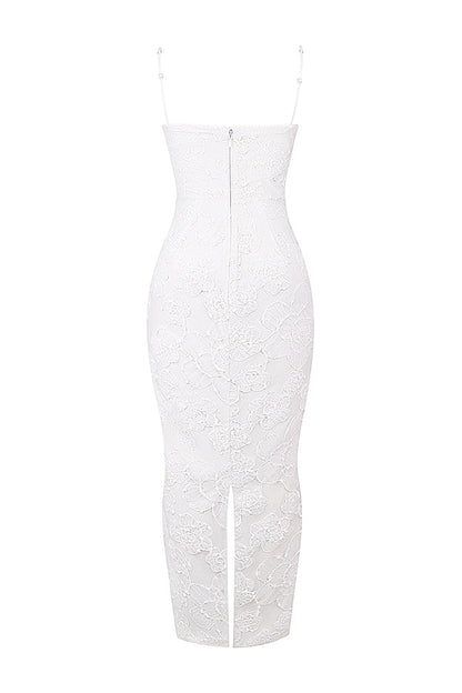white floral lace maxi dress
