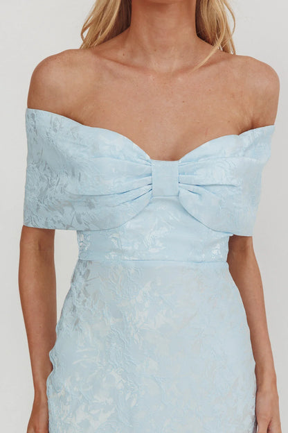 Fairytales Off-Shoulder Jacquard Maxi Dress Blue