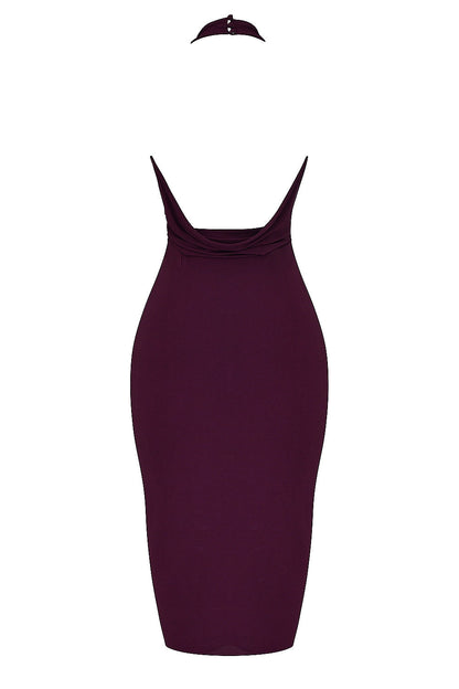 merlot draped midi dress