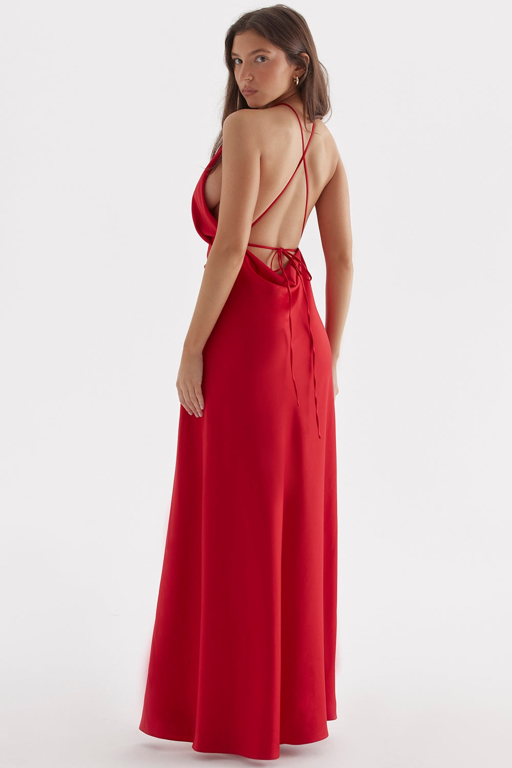 red rose thigh slit maxi dress