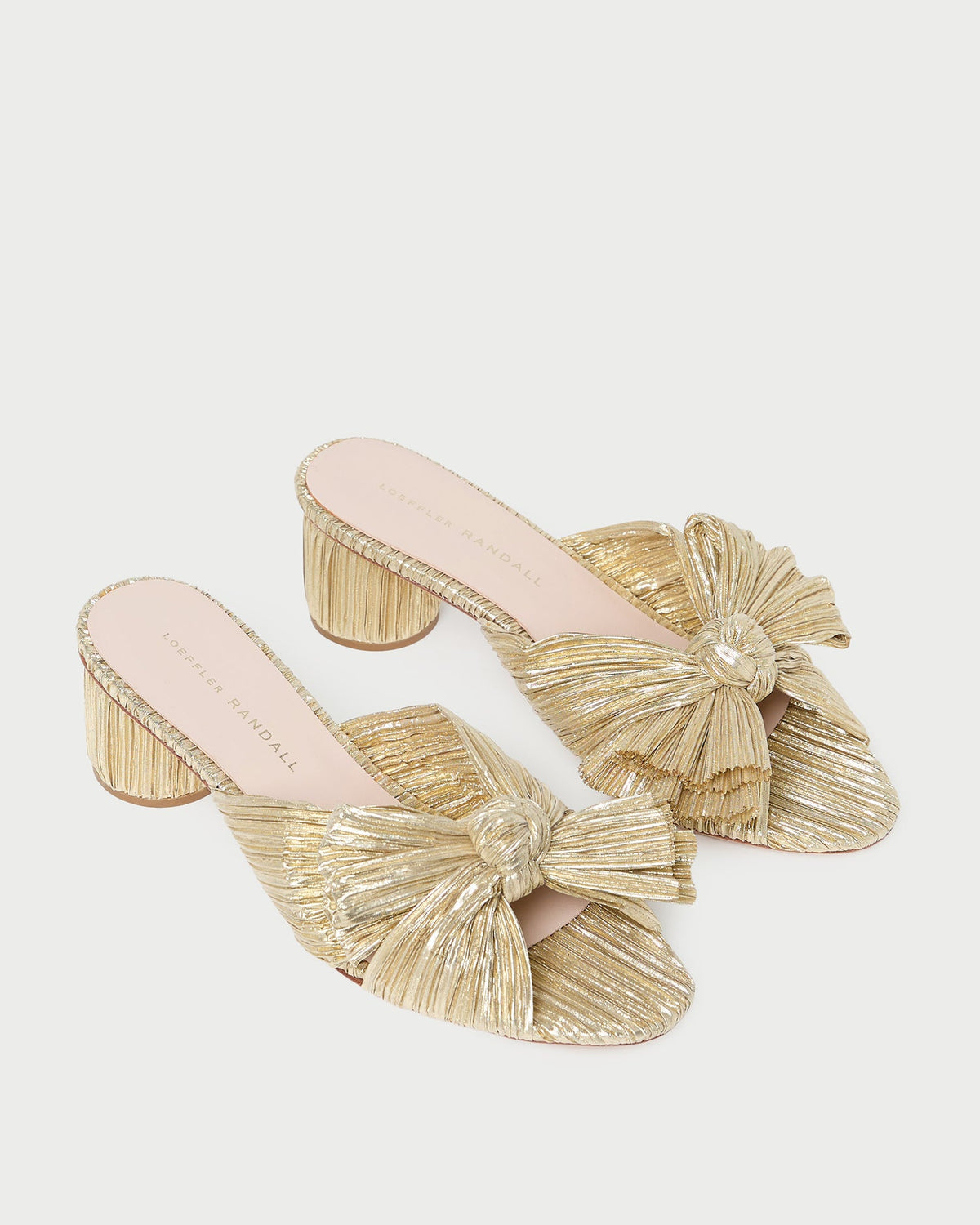 Emilia Gold Pleated Bow Heel