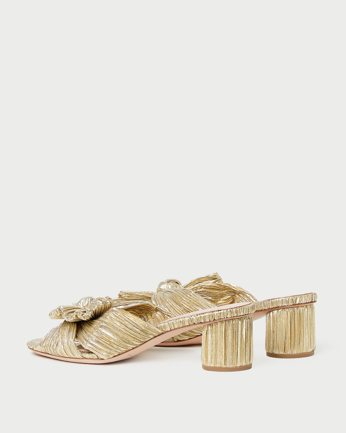 Emilia Gold Pleated Bow Heel