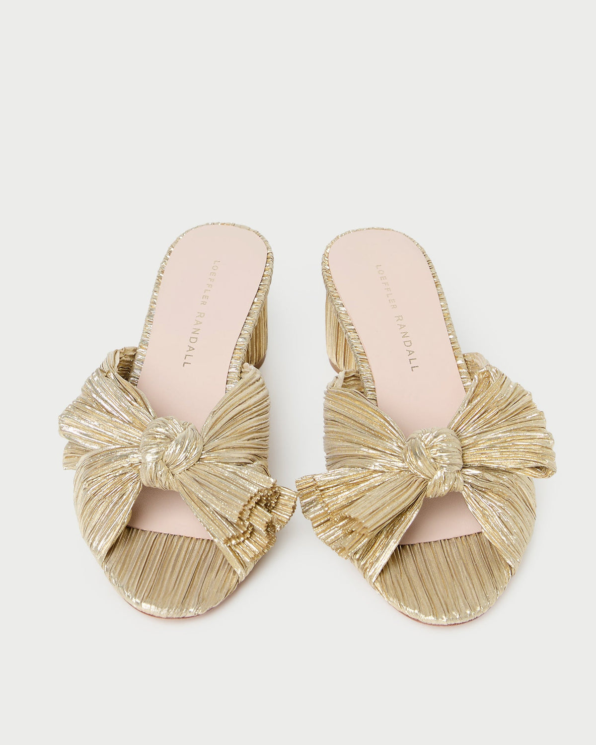Emilia Gold Pleated Bow Heel
