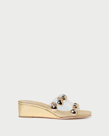 Enya Gold/Champagne Studded Wedge
