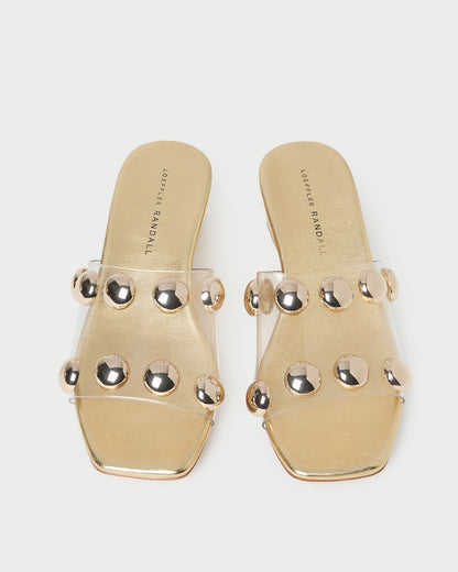 Enya Gold/Champagne Studded Wedge