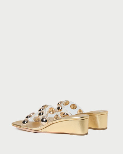 Enya Gold/Champagne Studded Wedge