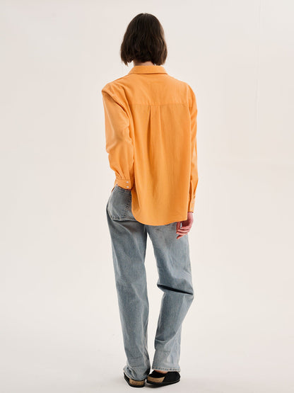 Evie Linen Oversized Shirt in Orange