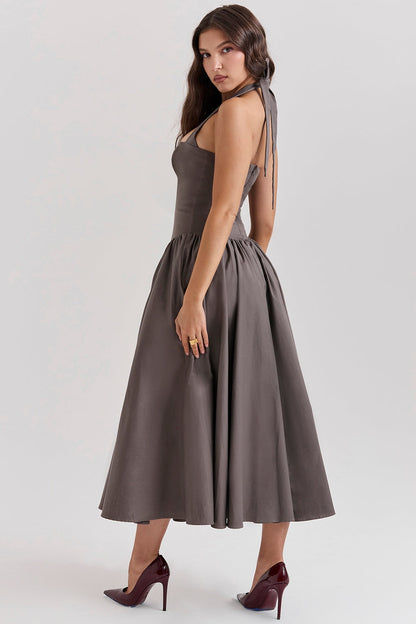 smoke halter midi dress