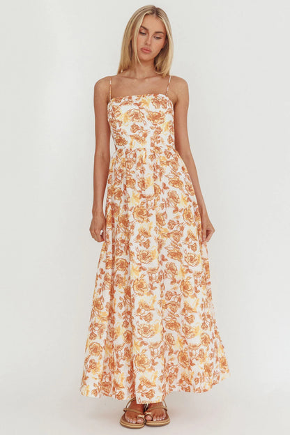 Wild Card Cami Strap Maxi Dress Floral Yellow