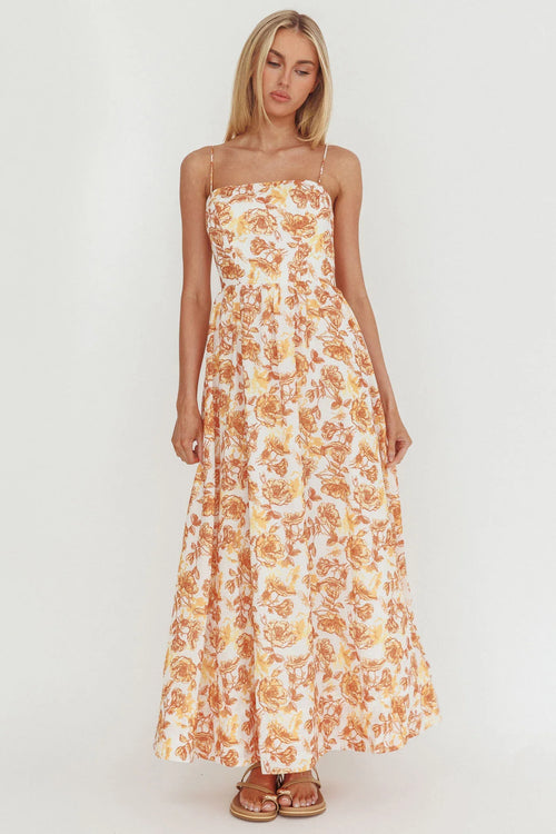 Wild Card Cami Strap Maxi Dress Floral Yellow