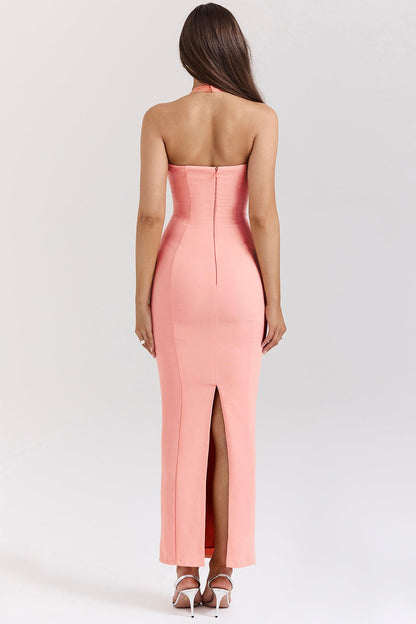 sorbet crepe halter maxi dress