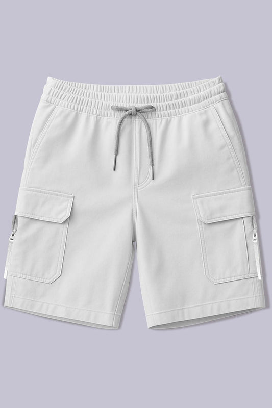 Grey  - Cargo Zip Pocket Shorts