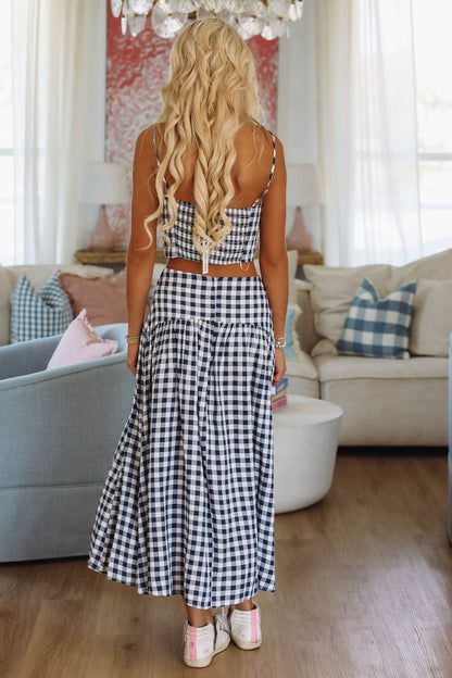 Trophy Time Maxi Skirt - Navy and White