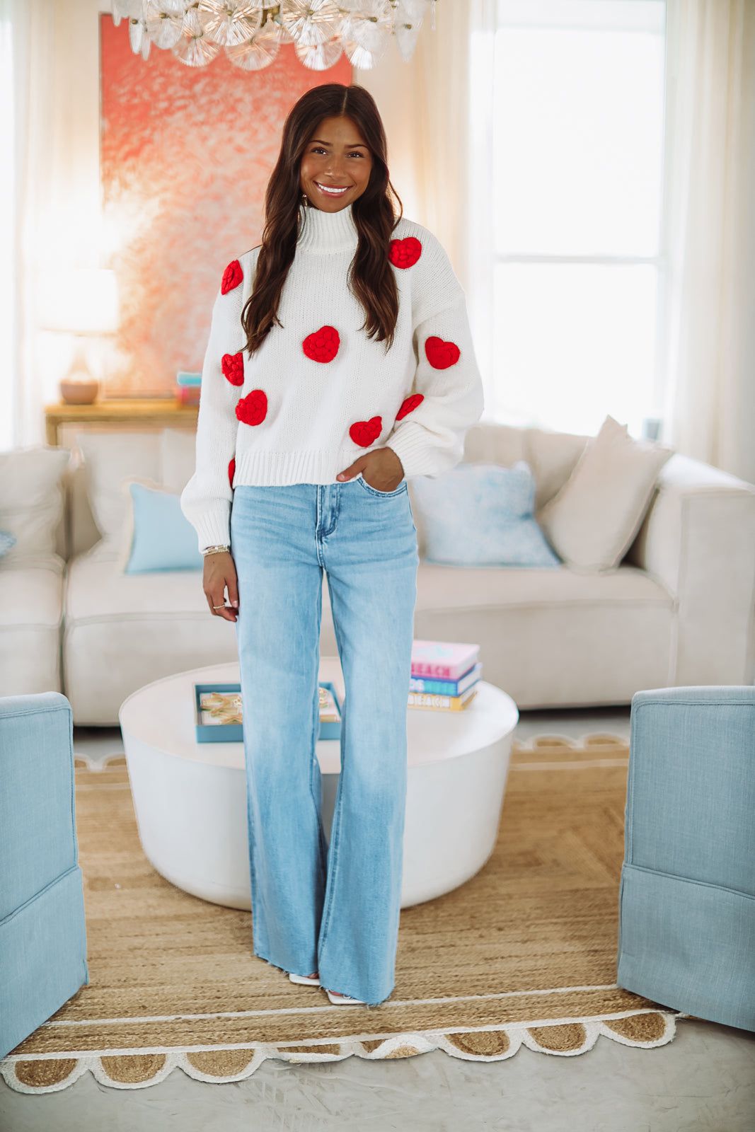 Big Hearts Sweater - White and Red (FINAL SALE)