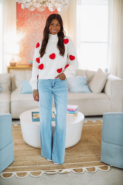 Big Hearts Sweater - White and Red (FINAL SALE)