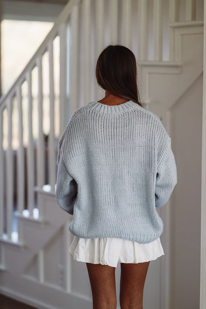 Boots and a Bow Sweater - Dusty Blue