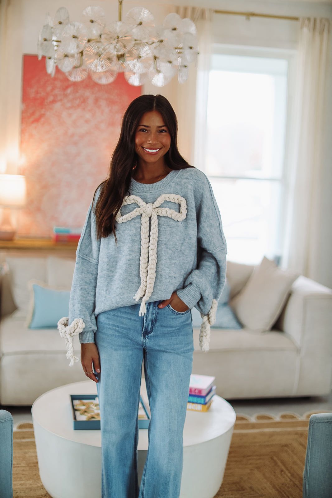 Clara's Bow Sweater - Blue