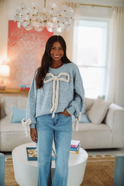 Clara's Bow Sweater - Blue