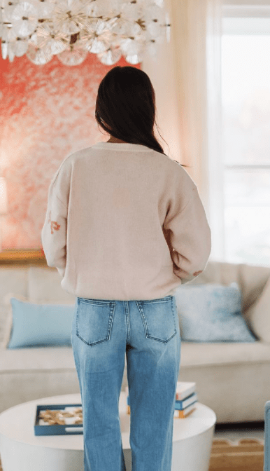 Happy You're Here Bow Sweater - Pink