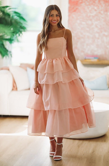 Make Me Blush Midi Dress - Blush Pink