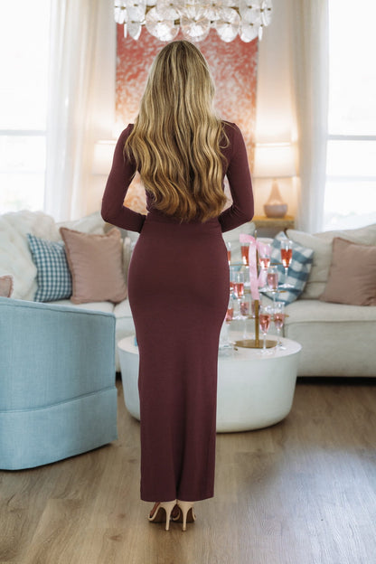 Duality Top and Maxi Skirt Set - Burgundy