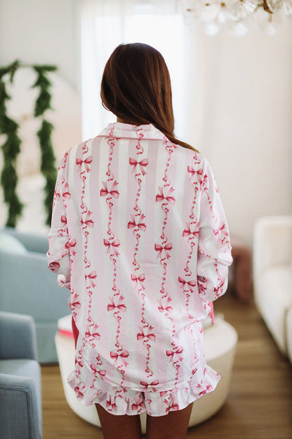 Ribbons and Bows Pajama Top - Pink
