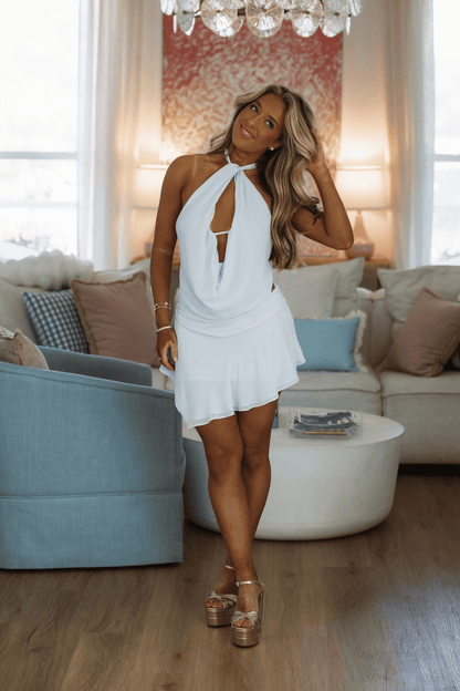 She Knows She's Cute Mini Skirt - Light Blue