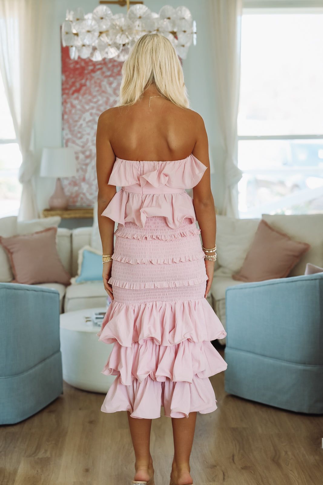 Tranquil Ruffle Top and Maxi Skirt Set -  Mauve