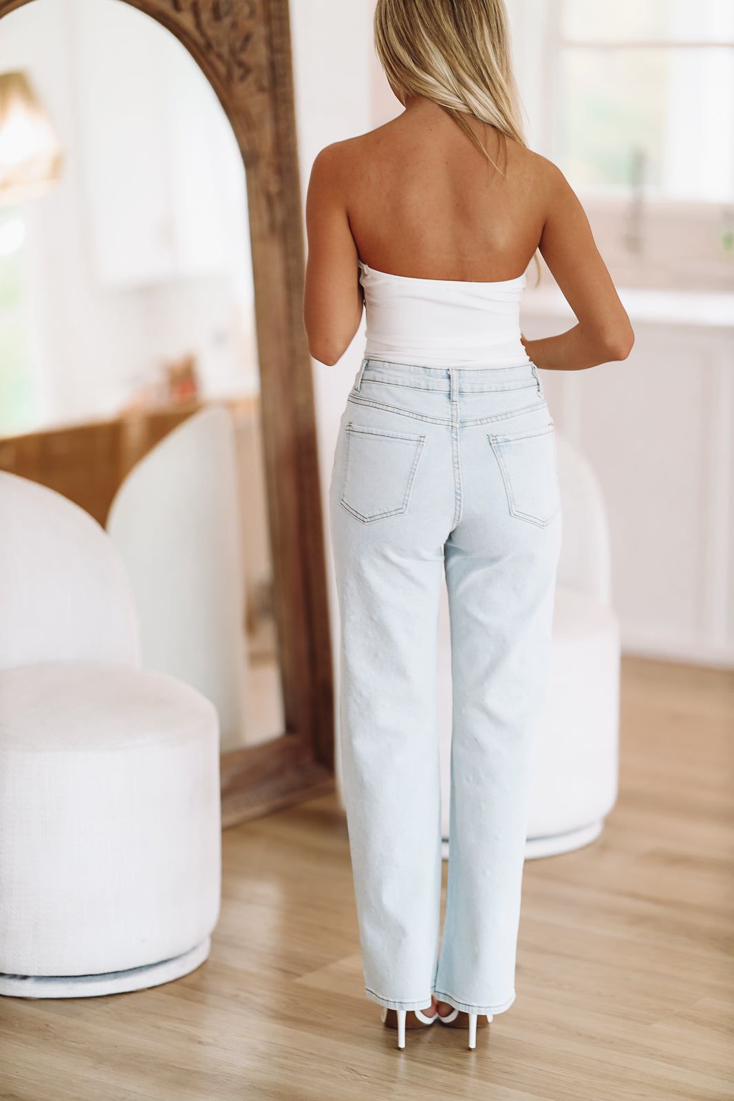 Worth a Million Embellished Straight Leg Jeans - Light Wash