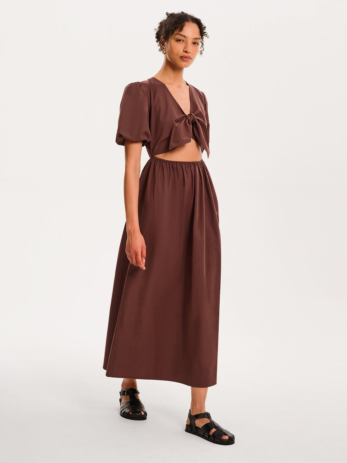 Joy Midi Dress in Chocolate