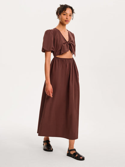 Joy Midi Dress in Chocolate