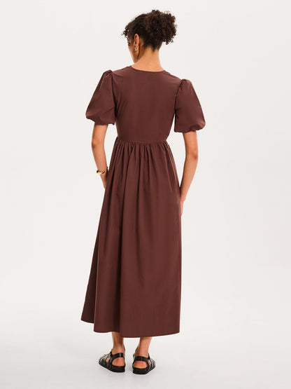 Joy Midi Dress in Chocolate