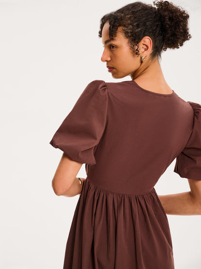 Joy Midi Dress in Chocolate