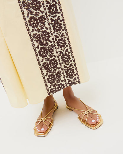 Karly Gold Leather Strappy Sandal